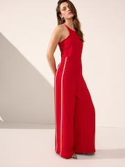 Czerwony - Sleeveless Jumpsuit with Tipping Detail - Image 1 of 8