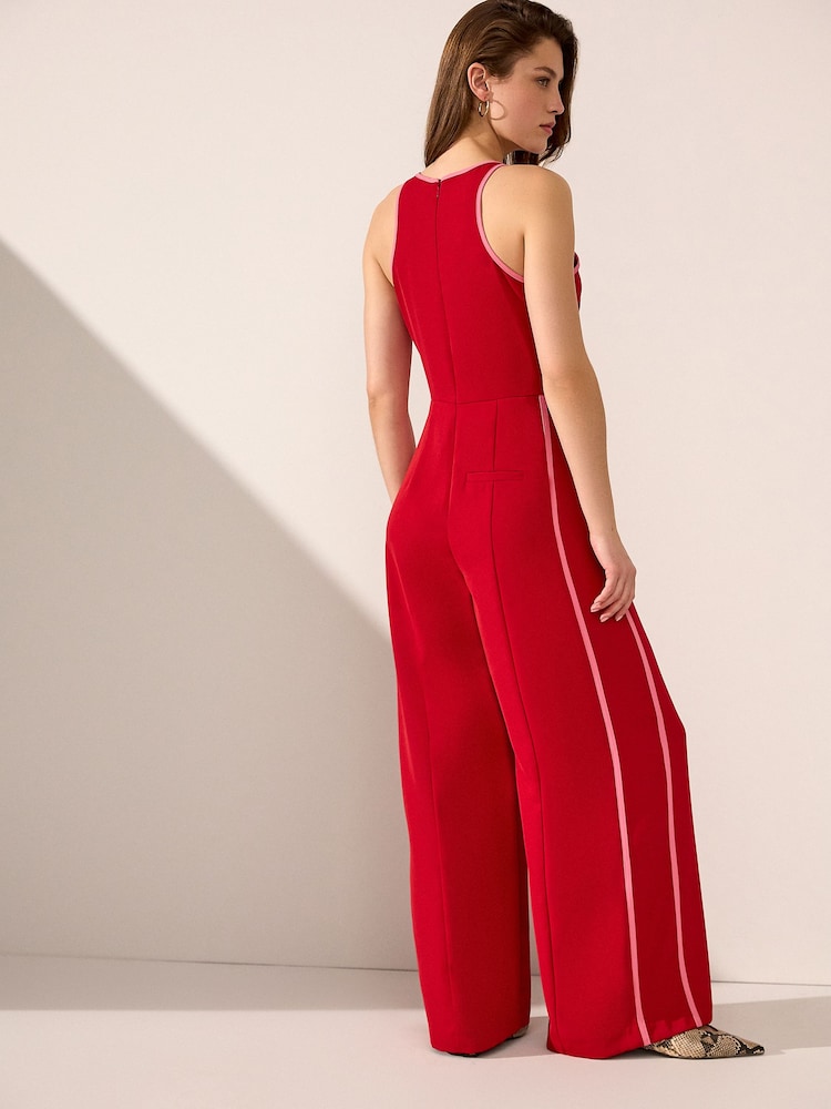 Czerwony - Sleeveless Jumpsuit with Tipping Detail - Image 2 of 8