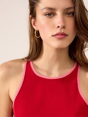 Czerwony - Sleeveless Jumpsuit with Tipping Detail - Image 5 of 8
