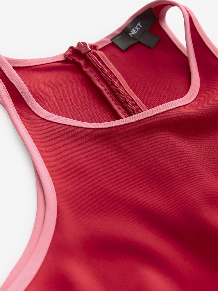 Czerwony - Sleeveless Jumpsuit with Tipping Detail - Image 8 of 8