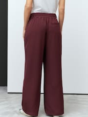 Burgundy Red Elastic Back Wide Leg Trousers - Image 4 of 8