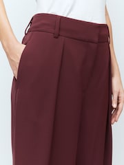 Burgundy Red Elastic Back Wide Leg Trousers - Image 5 of 8