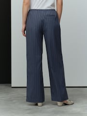 Marineblauw - Drawstring Waist Tie Front Wide Leg Trousers - Image 4 of 7