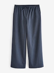 Marineblauw - Drawstring Waist Tie Front Wide Leg Trousers - Image 5 of 7