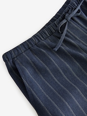 Marineblauw - Drawstring Waist Tie Front Wide Leg Trousers - Image 6 of 7