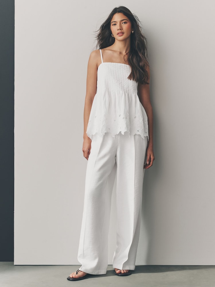 Blanc - Pantalon large à dos élastique - Image 1 of 7