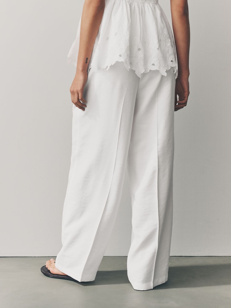 Blanc - Pantalon large à dos élastique - Image 3 of 7