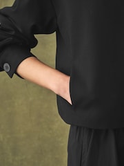 Noir - Veste en point de Rome à double zip - Image 5 de 8