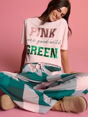 Pink Wicked Slogan 100% Cotton Short Sleeve Pyjamas - Image 1 of 5