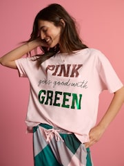 Pink Wicked Slogan 100% Cotton Short Sleeve Pyjamas - Image 5 of 5