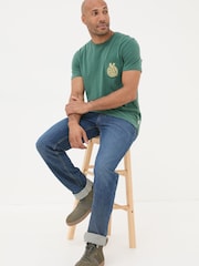 FatFace Dark Green All Good In The Pud 100% Cotton T-Shirt - Image 1 of 5