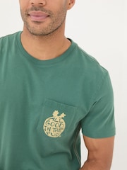 FatFace Dark Green All Good In The Pud 100% Cotton T-Shirt - Image 4 of 5