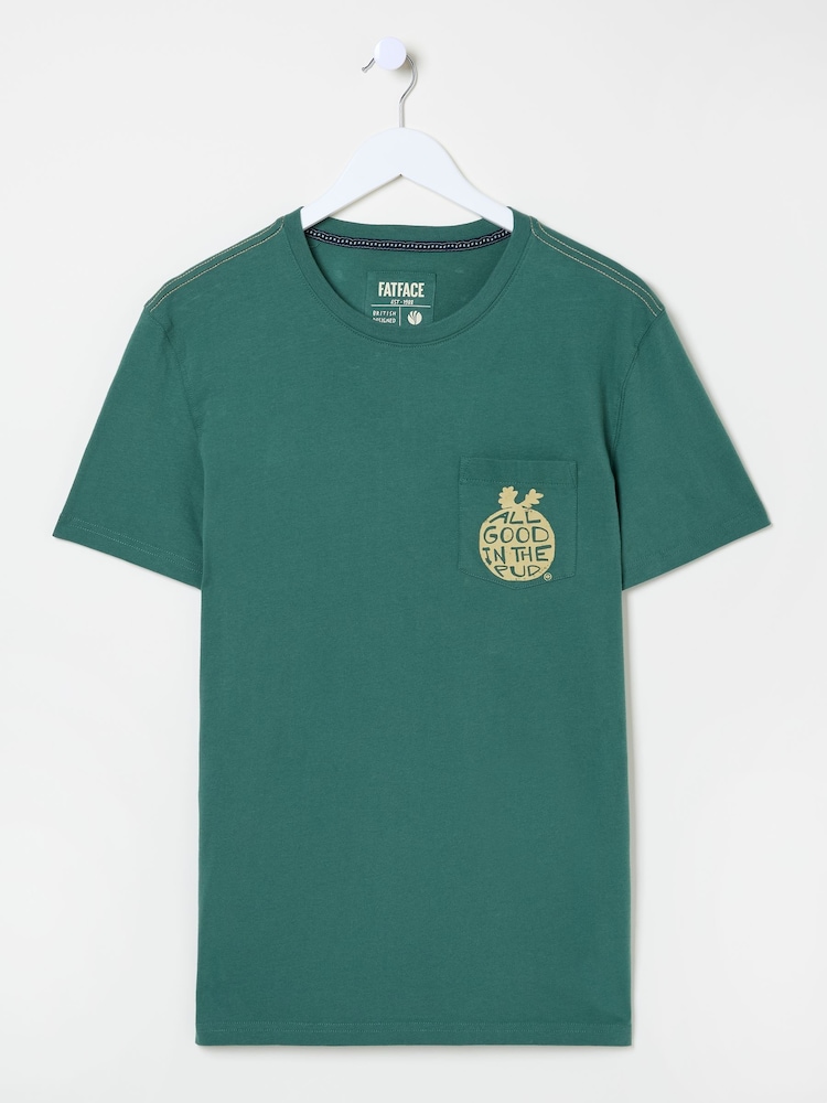 FatFace Dark Green All Good In The Pud 100% Cotton T-Shirt - Image 5 of 5