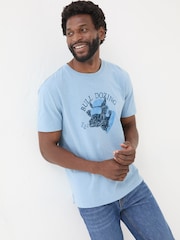 FatFace Light Blue Bull Dozing T-Shirt - Image 1 of 7