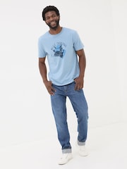 FatFace Light Blue Bull Dozing T-Shirt - Image 3 of 7