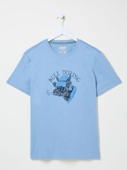 FatFace Light Blue Bull Dozing T-Shirt - Image 7 of 7