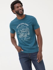 FatFace Teal Blue Jeep Arctic Explorer T-Shirt - Image 1 of 7