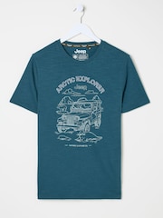 FatFace Teal Blue Jeep Arctic Explorer T-Shirt - Image 6 of 7