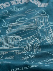 FatFace Teal Blue Jeep Arctic Explorer T-Shirt - Image 7 of 7