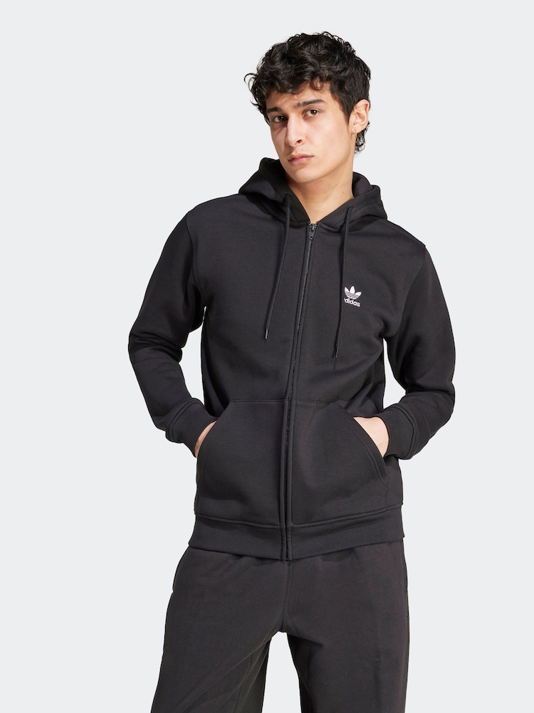 adidas Originals Black Essentials Full Zip Hoodie - Image 1 of 7