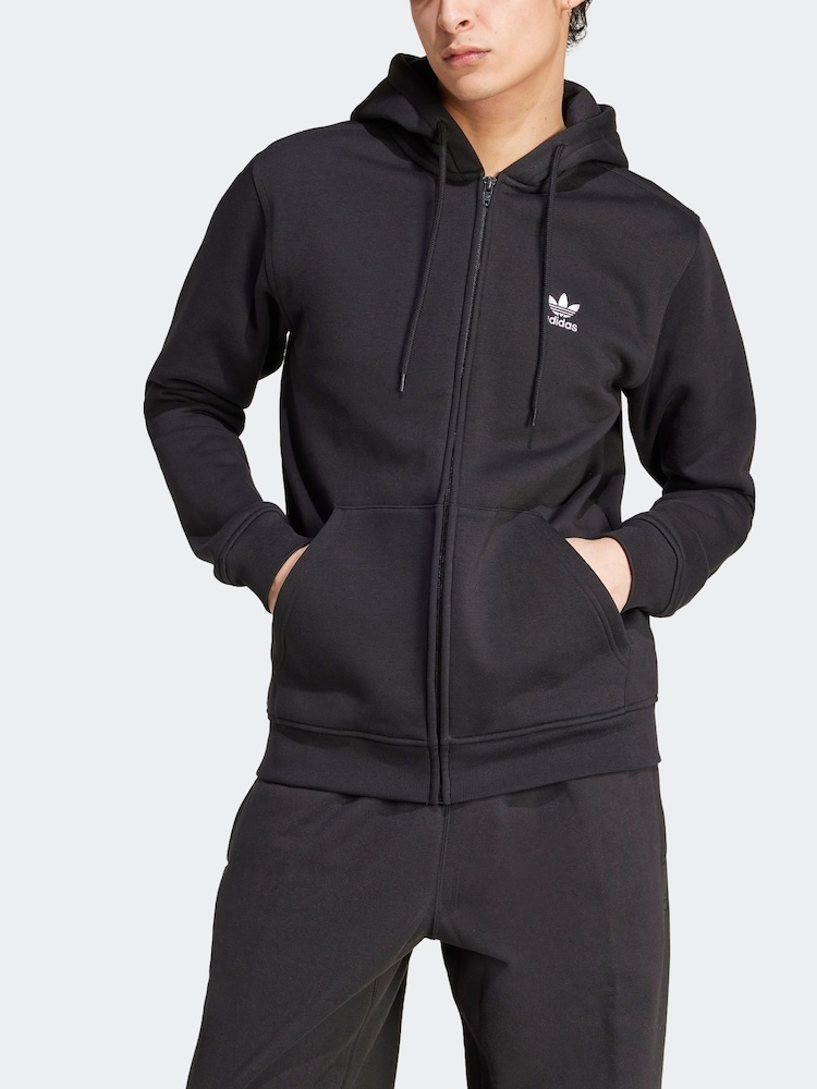 adidas Originals Black Essentials Full Zip Hoodie - Image 2 of 7