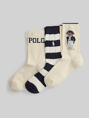 Polo Ralph Lauren White Bear Crew Socks 3 Pack - Image 1 of 1
