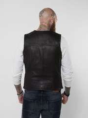 Joe Browns Black Badged Up Leather Waistcoat - Image 4 of 7