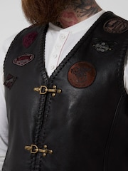 Joe Browns Black Badged Up Leather Waistcoat - Image 6 of 7