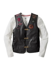 Joe Browns Black Badged Up Leather Waistcoat - Image 7 of 7