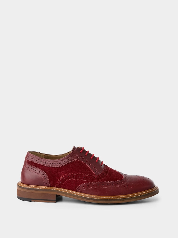 Joe Browns Red East Side Double Stitched Leather Brogues - Image 2 of 8 Joe Browns Red East Side Double Stitched Leather Brogues - Image 2 of 8