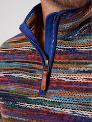 Joe Browns Blue Fabulous Flash Stripe Funnel Fleece - Image 3 of 7