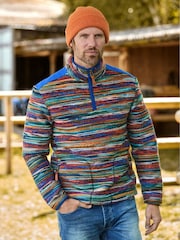 Joe Browns Blue Fabulous Flash Stripe Funnel Fleece - Image 6 of 7