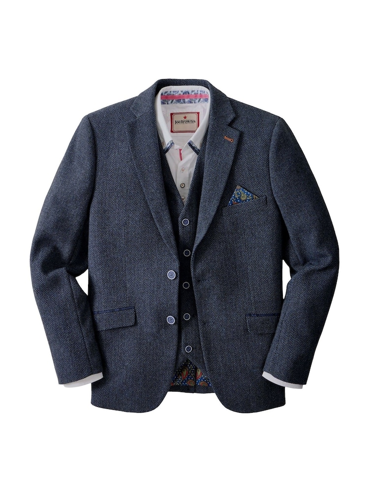 Joe Browns Blue Charming Herringbone Blazer - Image 9 of 9