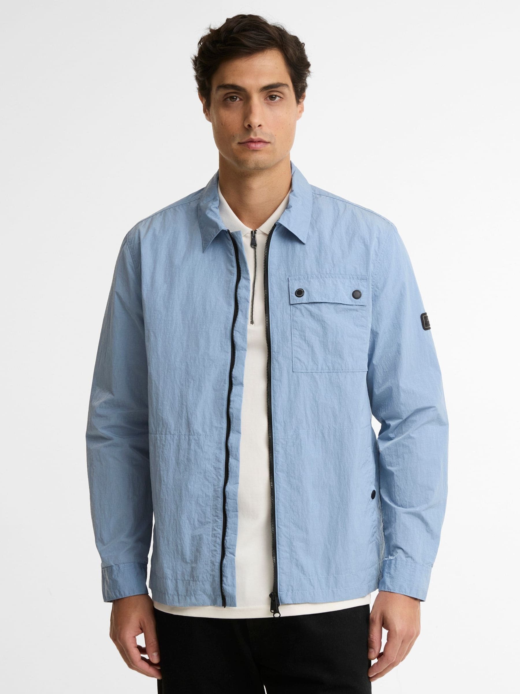 Barbour International Men's Inline Cotton Long Sleeve Overshirt - Pwdr Blue BL34 - Size 2XL - Image 3