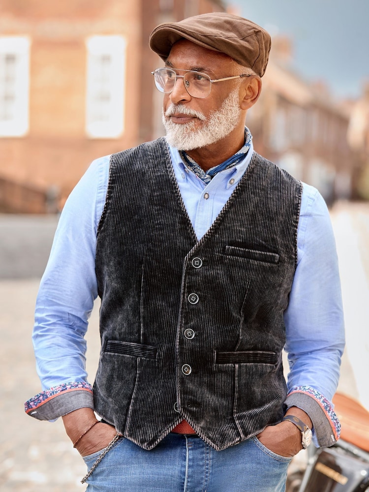 Joe Browns Black Fabulous Washed Cord Waistcoat - Image 1 of 3 Joe Browns Black Fabulous Washed Cord Waistcoat - Image 1 of 3