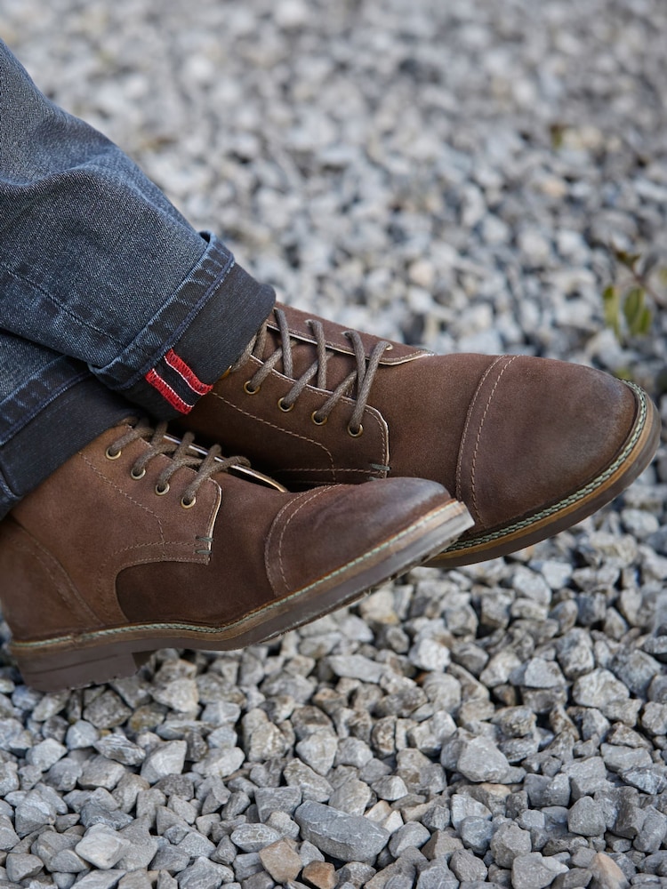 Joe Browns Brown Distressed Leather Army Style Boots - Image 2 of 8 Joe Browns Brown Distressed Leather Army Style Boots - Image 2 of 8