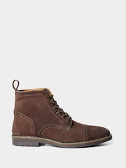 Joe Browns Brown Distressed Leather Army Style Boots - Image 3 of 8