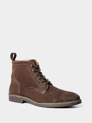 Joe Browns Brown Distressed Leather Army Style Boots - Image 5 of 8