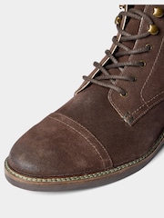 Joe Browns Brown Distressed Leather Army Style Boots - Image 6 of 8