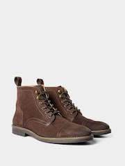 Joe Browns Brown Distressed Leather Army Style Boots - Image 7 of 8
