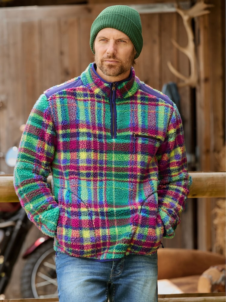 Joe Browns Purple Expedition Check Borg Funnel Fleeces - Image 1 of 8