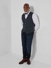 Joe Browns Blue Charming Herringbone Waistcoat - Image 3 of 8