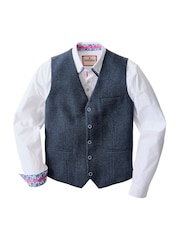 Joe Browns Blue Charming Herringbone Waistcoat - Image 7 of 8