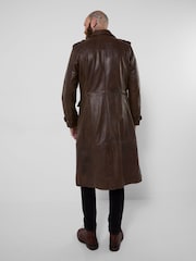 Joe Browns Brown March On Long Military Leather Coat - Image 2 of 6