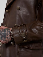 Joe Browns Brown March On Long Military Leather Coat - Image 5 of 6