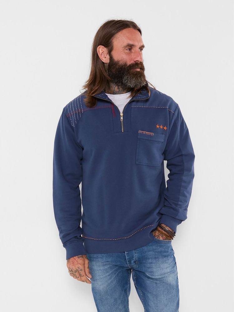 Joe Browns Blue Casual Customised Funnel Sweat Top - Image 2 of 8 Joe Browns Blue Casual Customised Funnel Sweat Top - Image 2 of 8
