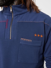 Joe Browns Blue Casual Customised Funnel Sweat Top - Image 3 of 8