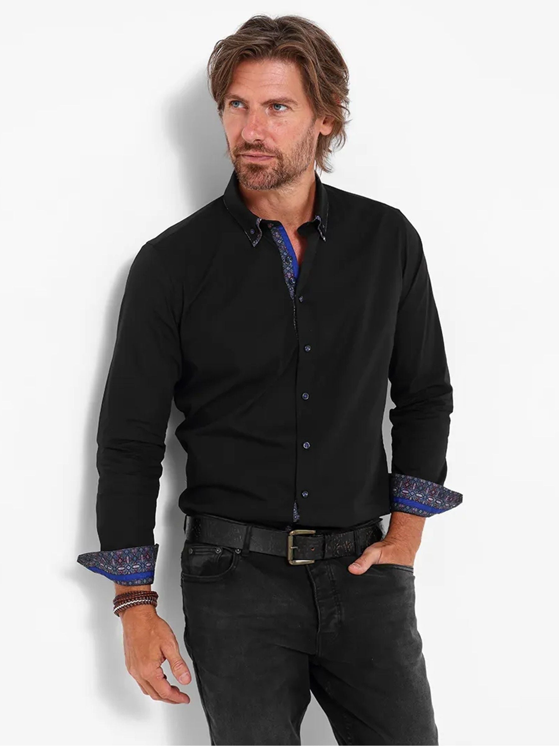Joe Browns Men's Black Distinctive Double Collar Smart Shirt