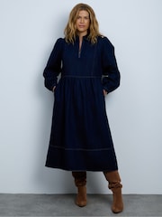 Live Unlimited Denim Front Zip Midi Dress - Bilde 5 av 6