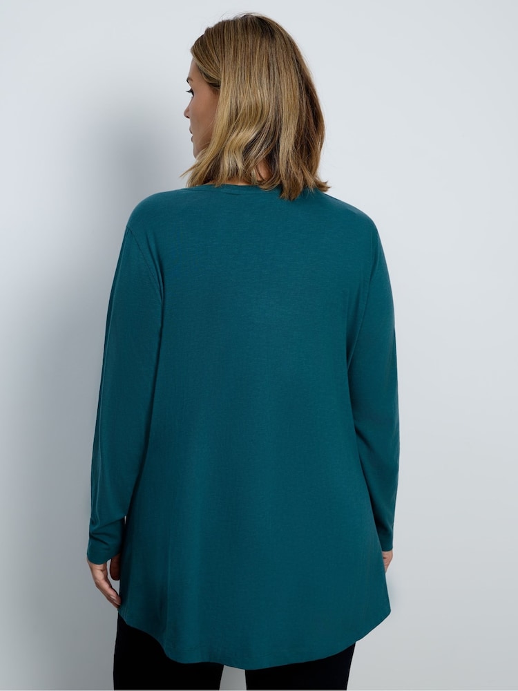 Live Unlimited Green Cotton Slub V-Neck Longline Top - Image 2 of 4 Live Unlimited Green Cotton Slub V-Neck Longline Top - Image 2 of 4